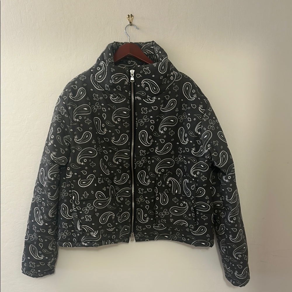 Gray Paisley MNML puffer Jacket